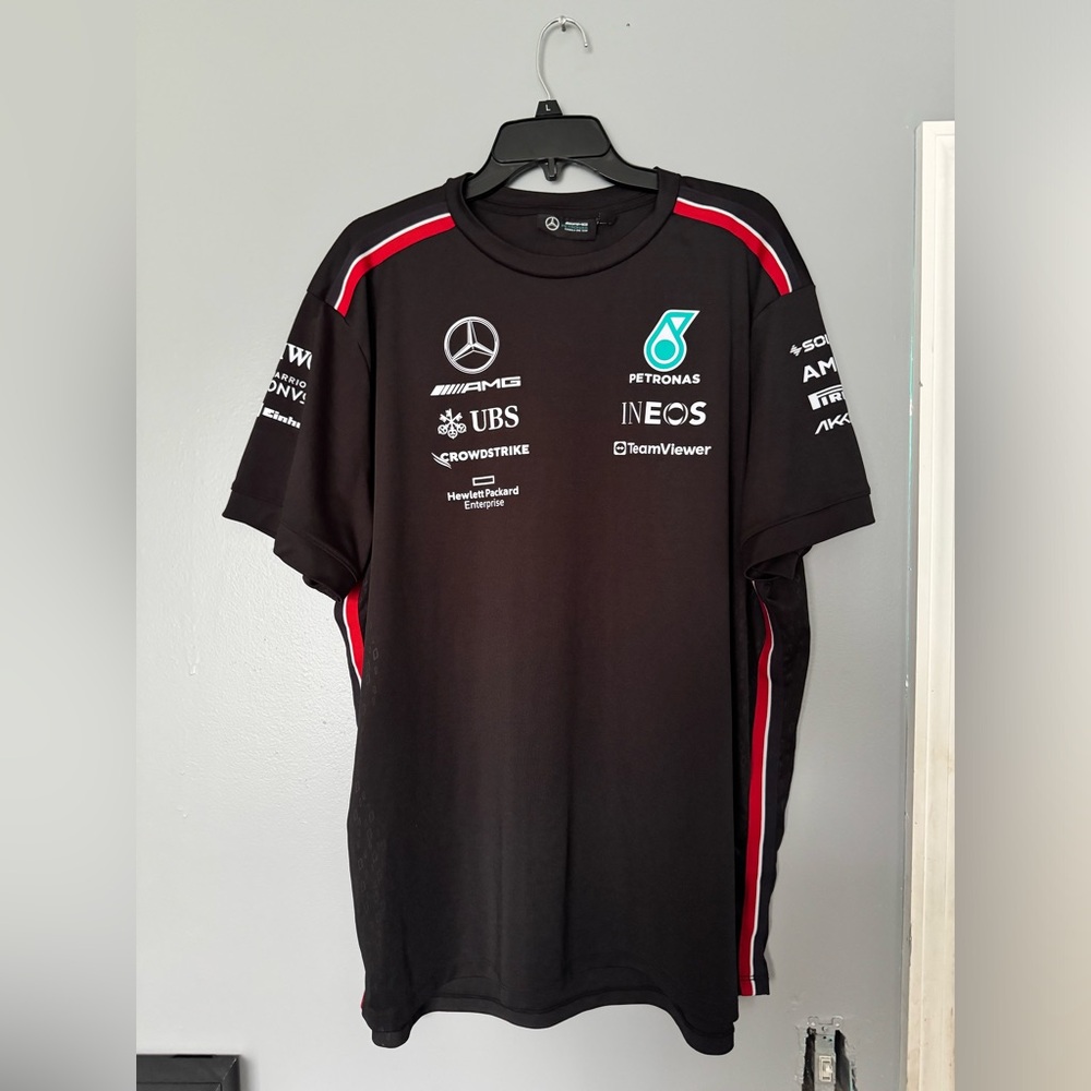 Mercedes AMG Petronas Black and Red Short Sleeve Tee